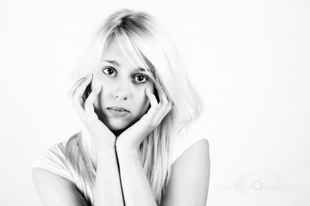 black and white portrait of blonde girls