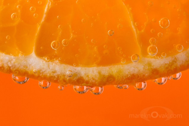 tangerine in bubbles